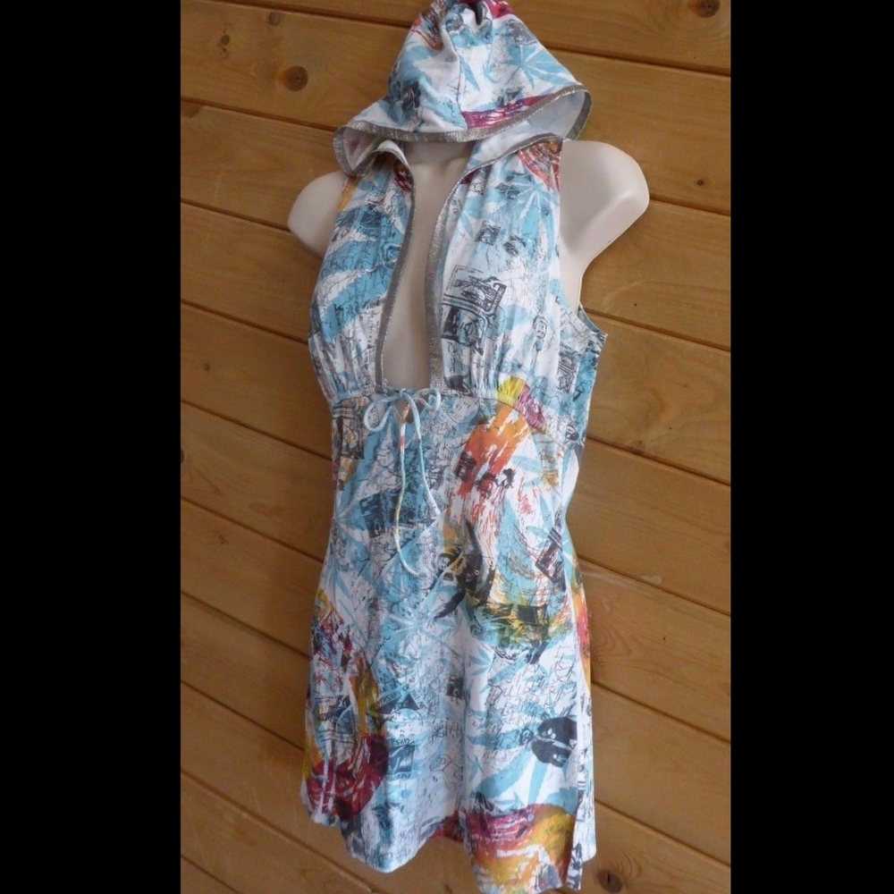 Lisli Hooded Sleeveless Tunic Top Tank Cover Up S